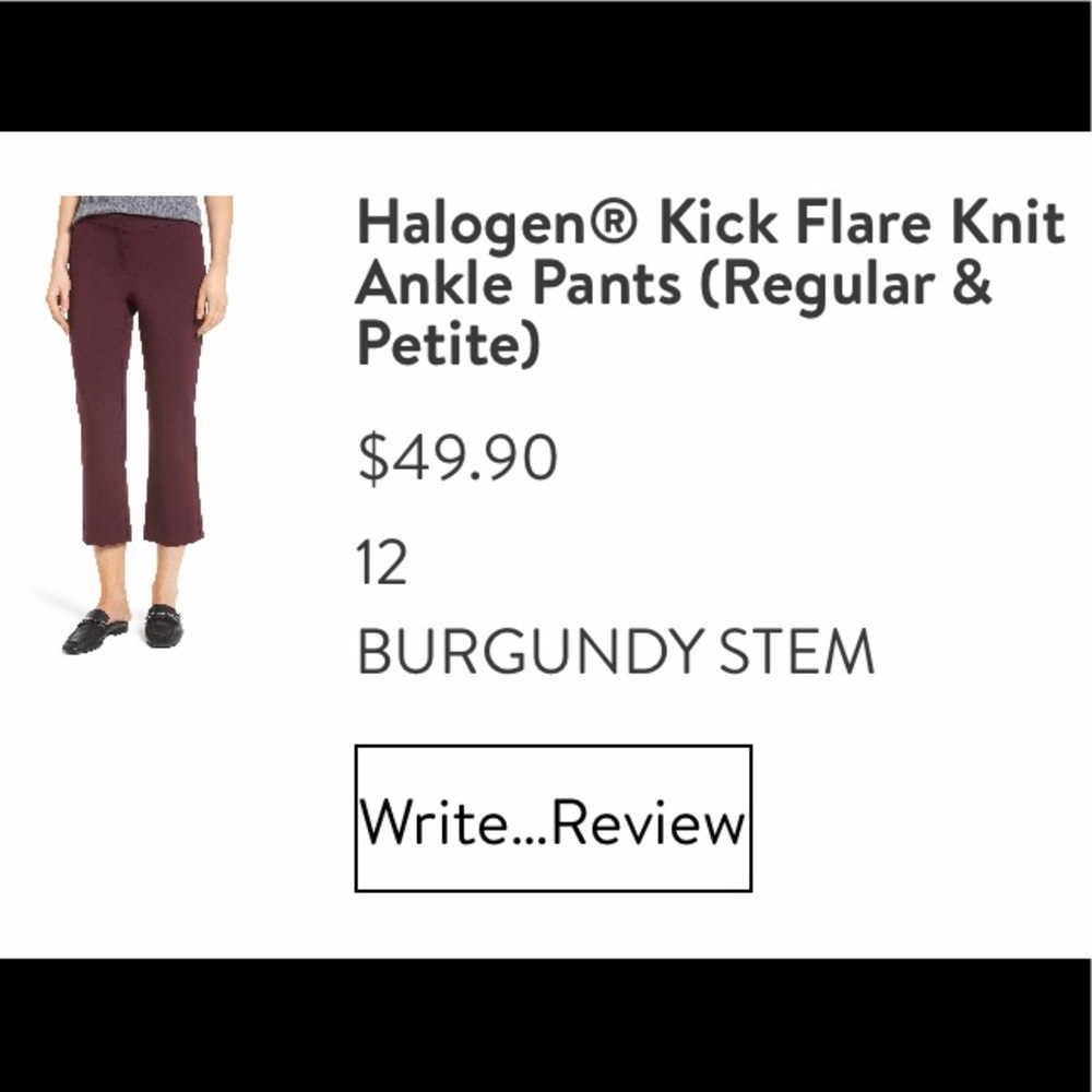 Halogen Maroon crop flare pants sz12